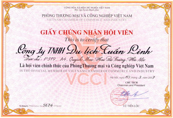 Tuan Linh Travel, an official member of Vietnam Chamber of Commerce and Industry (VCCI)